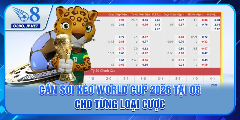 Cần soi kèo World Cup 2026 tại O8 cho từng loại cược